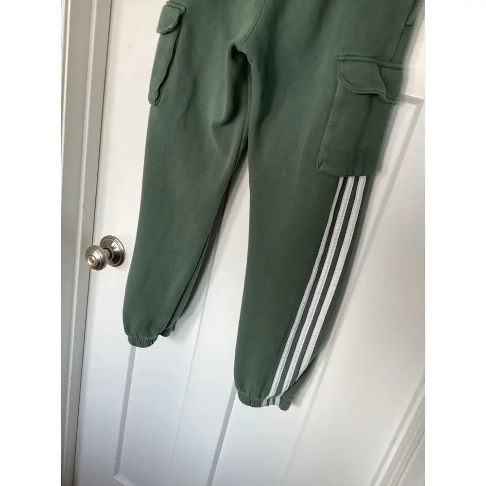 Adidas Boys 3-Stripes Regular Fit‎ Cargo Joggers Pants Green Size Medium 10/12